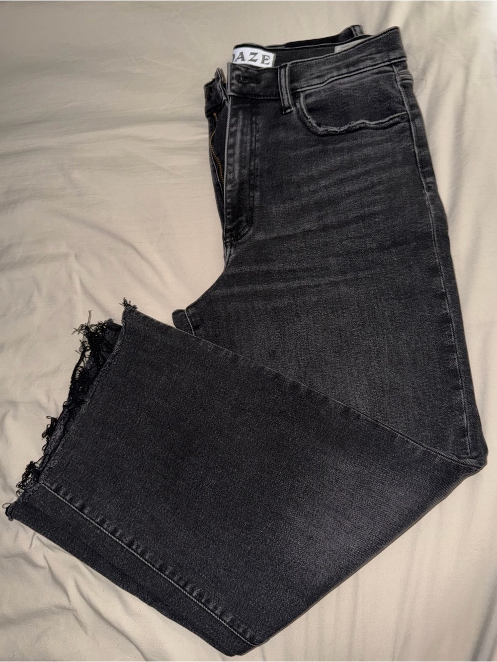 Women’s Daze Pleaser High Waist Raw Hem Black Crop Jeans